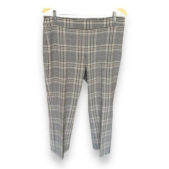 Ann Taylor Plaid Dress Pants Trousers Brown Blue Cream Size 10 - Picture 1 of 12